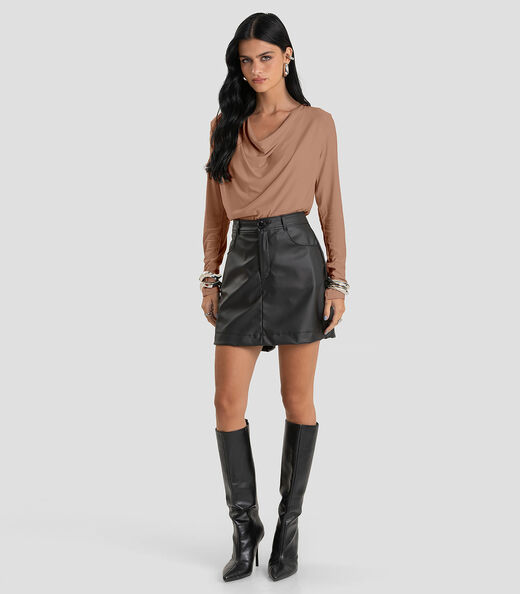 Blusa Feminina Degagê em Malha de Viscose Dianna Marrom