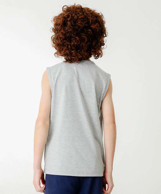 Regata Juvenil Estampada MR Tam 10 a 16 Cinza