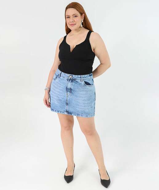Image_Saia Plus Size Feminino Jeans Strass Azul