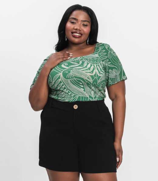 Image_Blusa Manga Curta Plus Size Secret Glam Verde