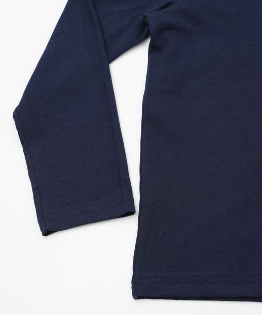 Camiseta Infantil Manga Longa Básica Marisa Tam 4 a 10 Azul