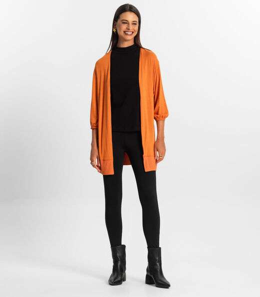 Cardigan 3/4 Feminino Rovitex Laranja