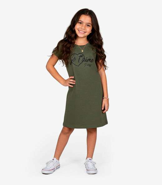 Vestido Feminino Infantil em Molecotton Select Verde