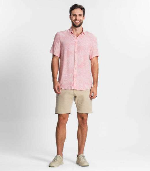 Camisa Masculina Florida Com Botões Select Rosa