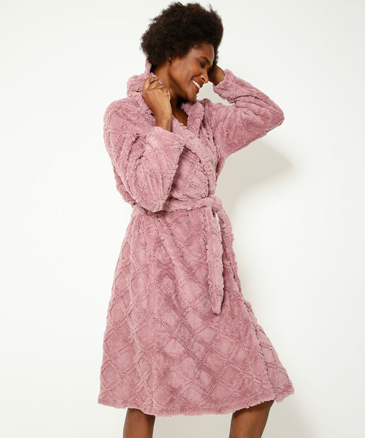 Roupão Feminino Fleece Amarração Manga Longa Marisa