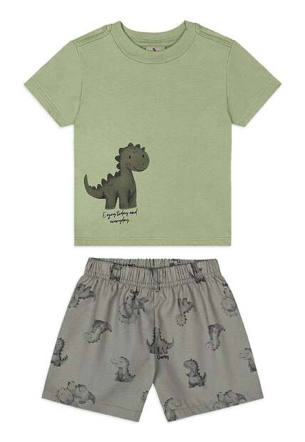 Conjunto Bebê Camiseta Dino Bermuda Quimby
