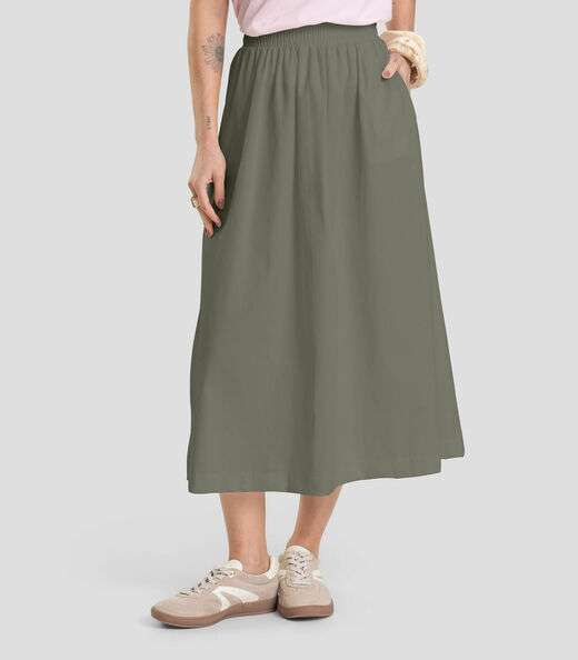 Saia Midi Feminina em Sarja Dianna Verde