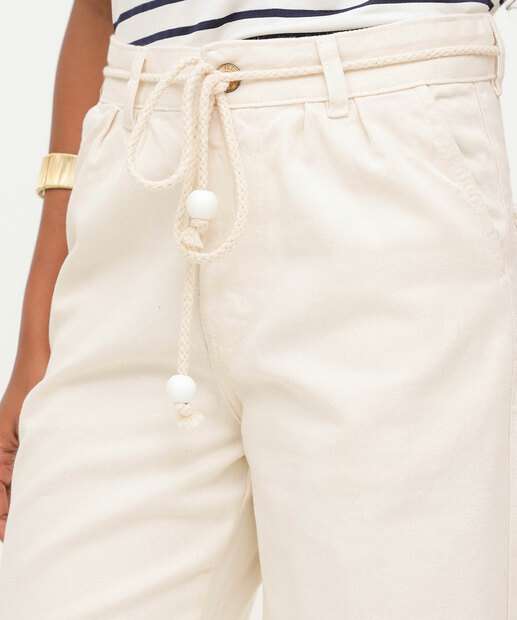 Calça Sarja Wide Leg Bolsos Feminina 