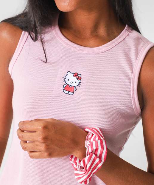 Pijama Feminino Canelado Stitch Rosa