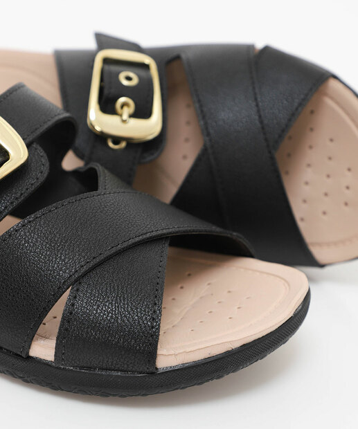 Rasteirinha Feminina Conforto Fivela Modare Preto