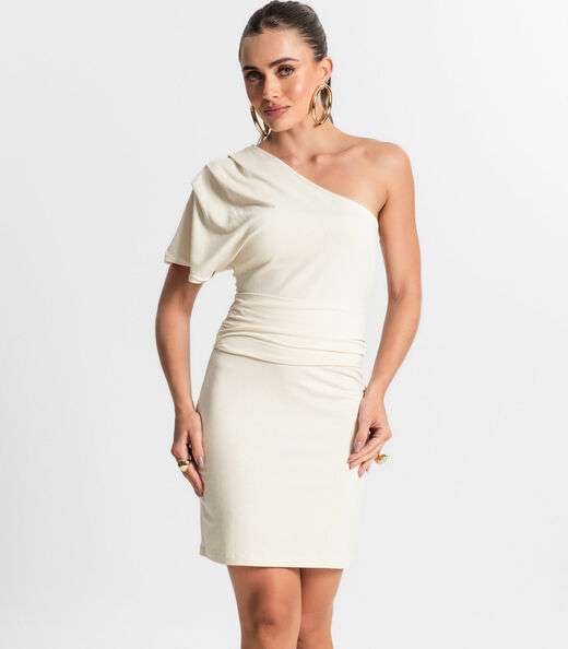 Vestido Um Ombro Só Endless Bege