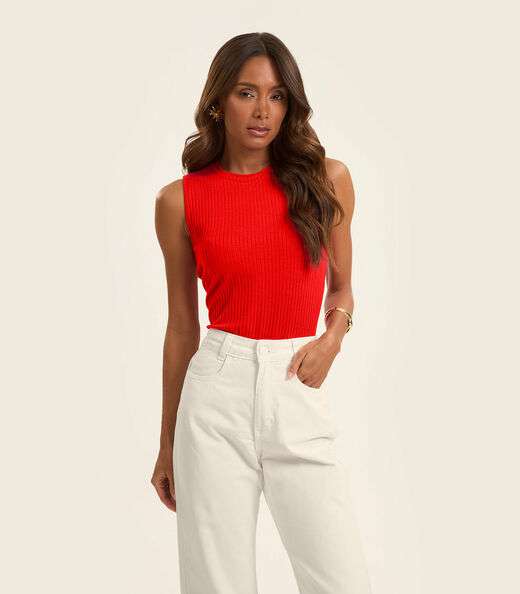 Regata Feminina Ribana Canelada Rovitex Laranja