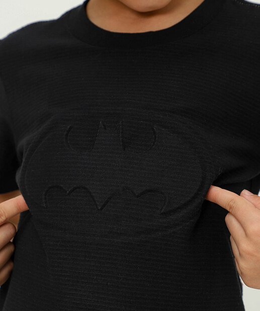Camiseta Infantil Textura Batman Warner Bros Tam 4 a 10 Preto