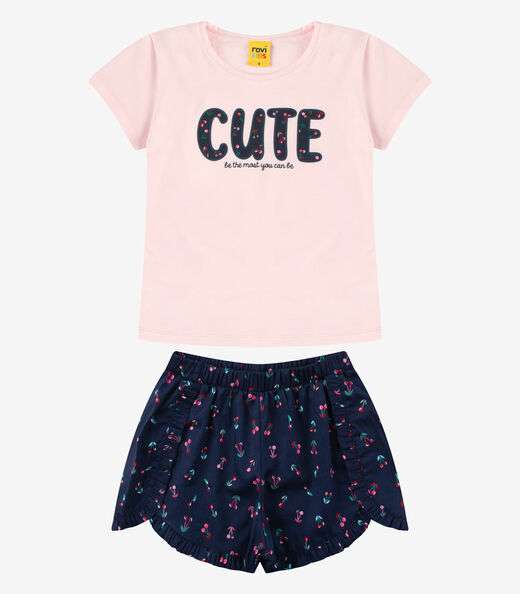 Conjunto Blusa com Shorts Menina Rovi Kids Azul