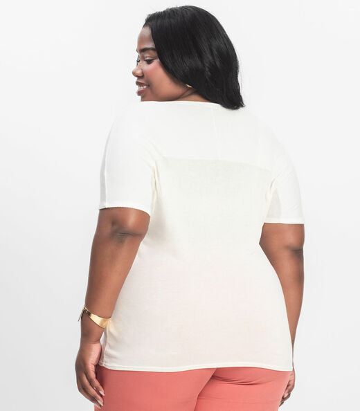 Blusa Visco Tricot Plus Size Secret Glam Bege