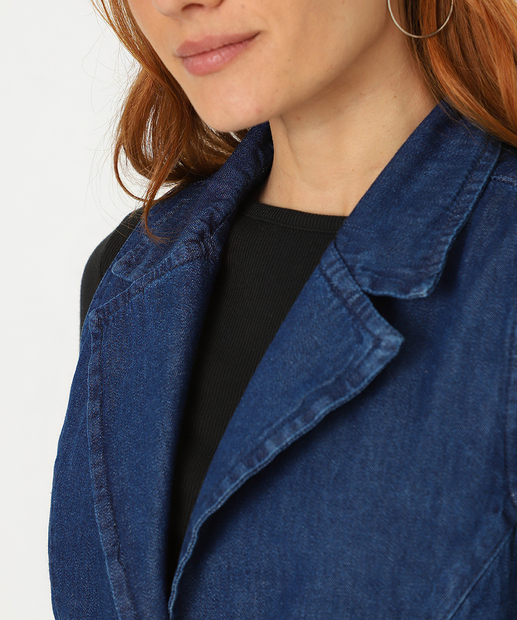Colete Feminino Jeans Alongado Bolsos Biotipo Azul
