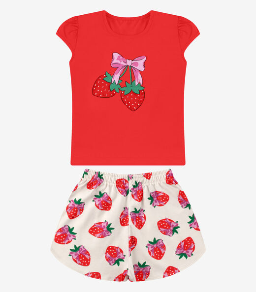 Conjunto Blusa com Shorts Menina Rovi Kids Vermelho