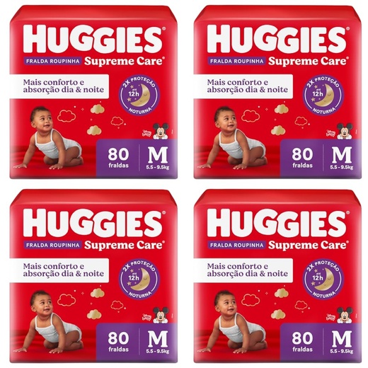 Image_Kit com 4 Unidades de Fralda Descartável Infantil Huggies Supreme Care Pants M P