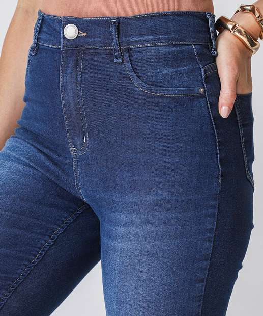 Calça Jeans Skinny Feminina Cintura Alta Azul