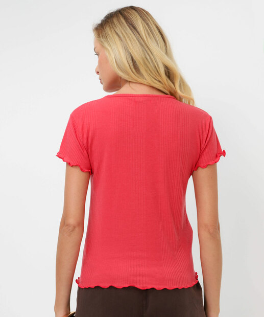 Blusa Feminina Canelada Manga Curta Marisa Vermelho