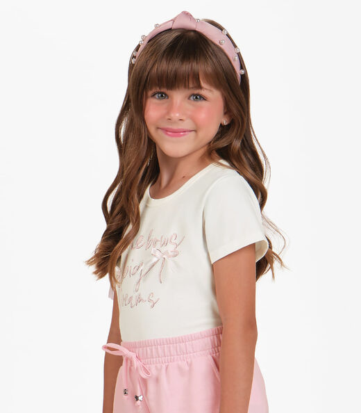 Conjunto Blusa com Shorts Menina Trick Nick Bege