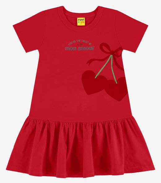 Vestido Infantil em Meia Malha Rovi Kids Vermelho