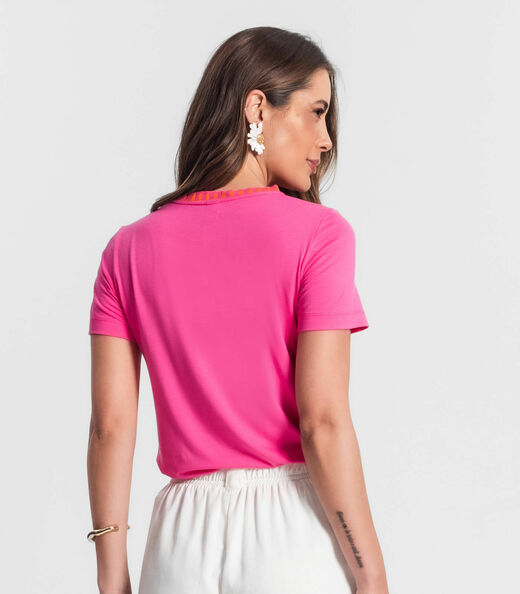 Blusa Feminina Manga Curta Rovitex Rosa