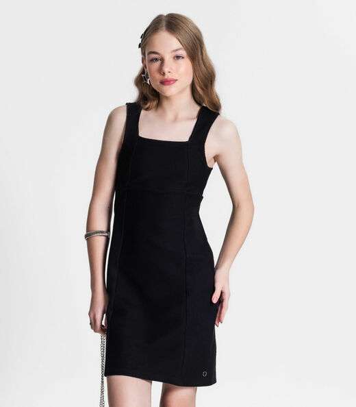 Vestido Juvenil Feminino Em Moletinho Minty Preto