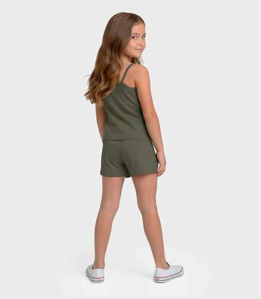Conjunto Infantil Blusa e Shorts Menina Select Verde