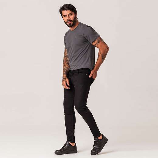 Calça Super Skinny Preta Sarja Masculina Zune