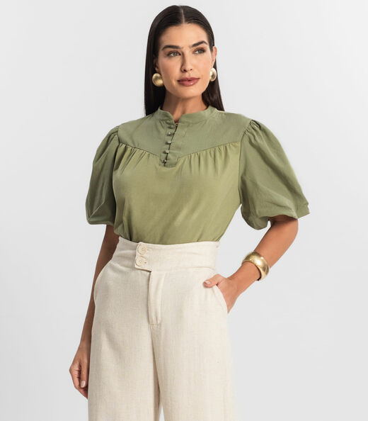 Image_Blusa Feminina Com Mangas Bufantes Select Verde
