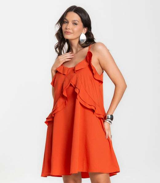 Vestido Curto Feminino Boho De Alças Select Laranja