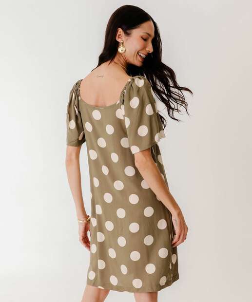 Vestido Feminino Manga Curta Estampa Poá Marisa