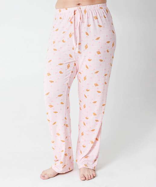 Pijama Feminino Estampado Manga Longa Marisa Rosa