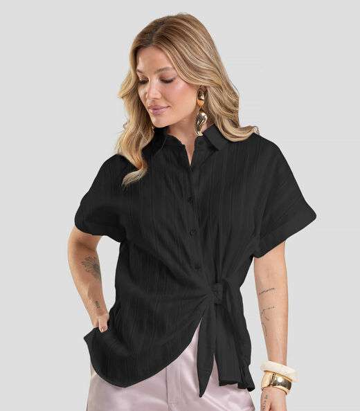 Image_Camisa Feminina em Tricoline Dianna Preto