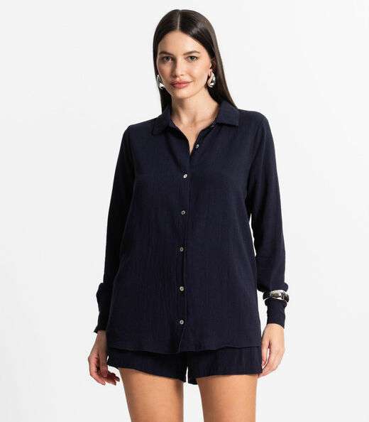 Camisa Manga Longa Feminina Endless Azul