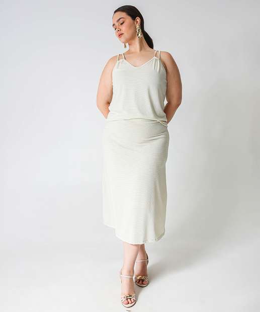 Blusa Plus Size Feminina Lurex Marisa Bege