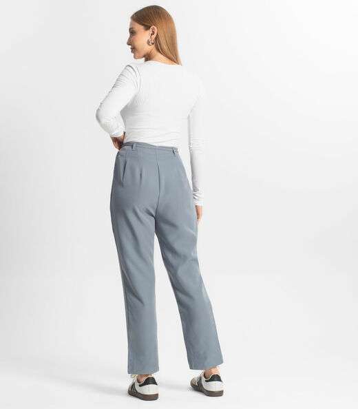 Calça Feminina Cenoura Em Alfaiataria Veshine Azul
