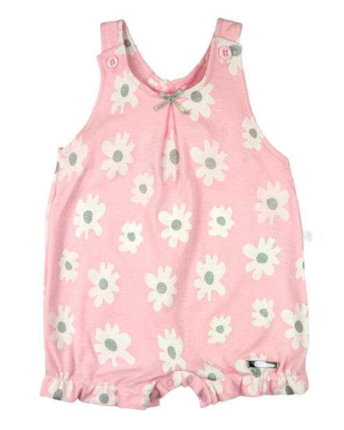 Image_Macacão Bebê Menina Verão Suedine Estampado Rosas Manga Regata - Rosa