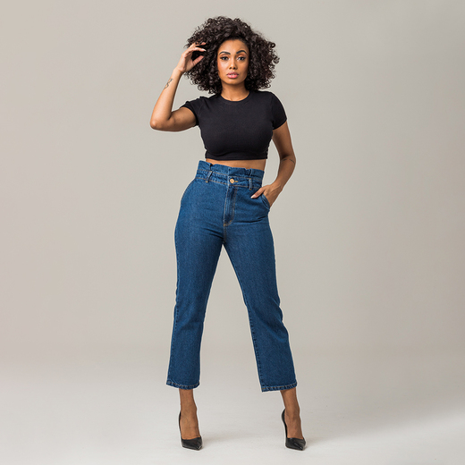 Calça Mom Feminina Cós Alto Zune
