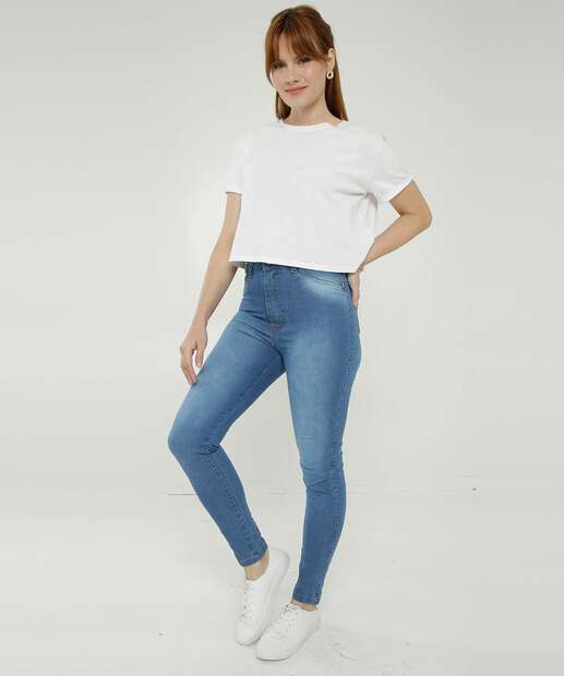 Calça Jeans Cigarrete Feminina Cintura Alta