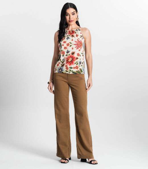 Blusa Feminina de Alça Infinita Cor Bege