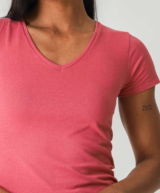 Blusa Feminina Básica Cotton Marisa Rosa