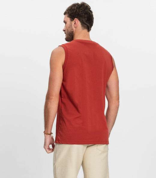 Regata Masculina Básica Meia Malha Diametro Vermelho