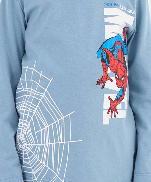 Camiseta Infantil Homem Aranha Marvel Tam 4 a 10 Azul