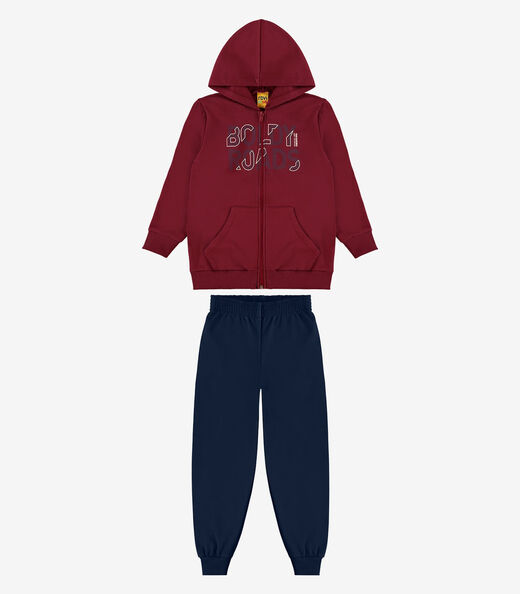 Conjunto Jaqueta Capuz e Calça Moletom Rovi Kids Vermelho