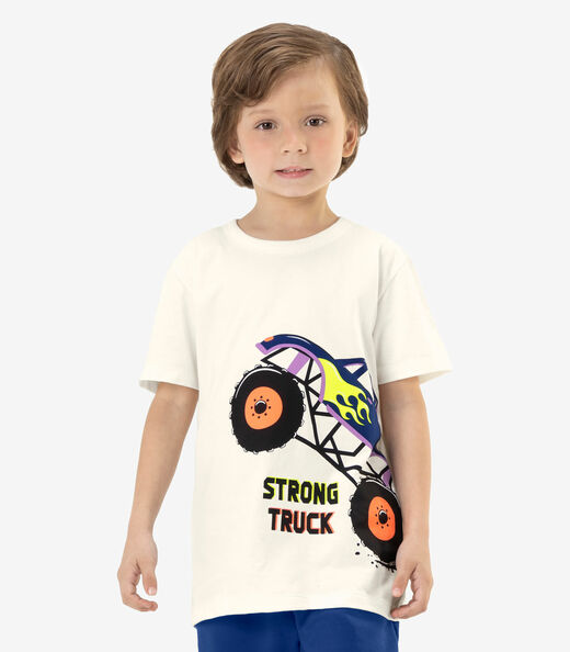 Conjunto Infantil Camiseta Com Bermuda Rovi Kids Bege