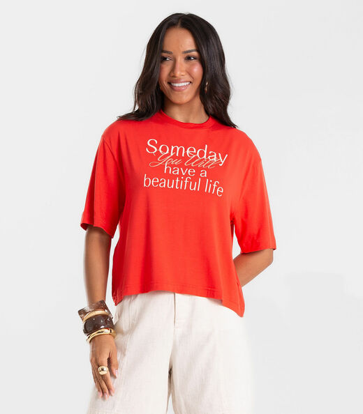 Blusa Feminina Viscotorcion Com Estampa Rovitex Vermelho