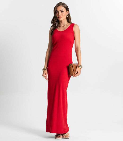 Vestido Midi De Ribana Feminino Endless Vermelho