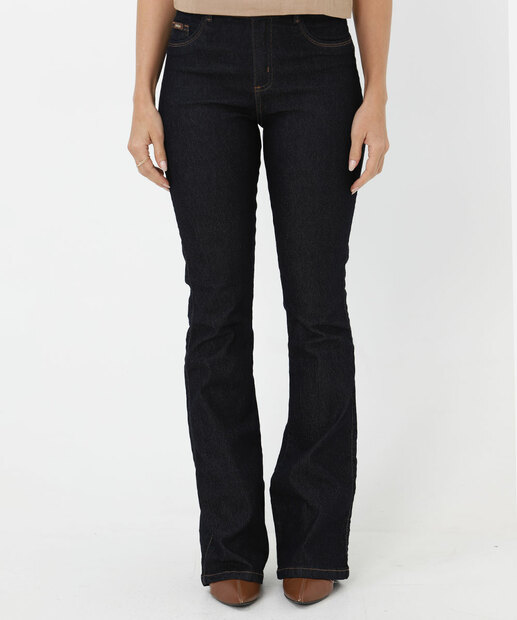 Calça Jeans Flare Feminina Bolsos Biotipo Azul